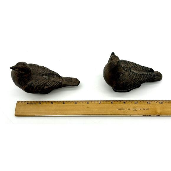 2 Heavy Cast Metal Songbird Doorstop or Bookend Statue Rustic Patio Cottage - Picture 10 of 10